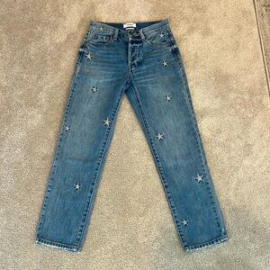 Pistola Charlie Embroidered Star Straight Leg Jean